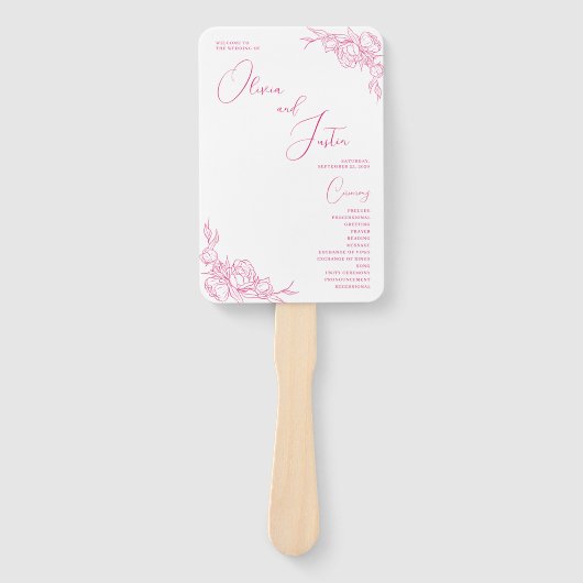 Peony Elegance Wedding Programma Handwaaier (Voorkant)