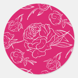 Peony Elegance Wedding Ronde Sticker