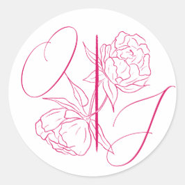 Peony Elegance Wedding Ronde Sticker