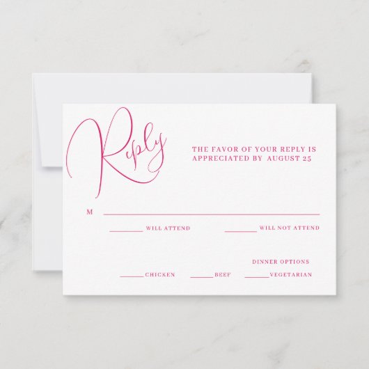 Peony Elegance Wedding RSVP Kaart (Voorkant)
