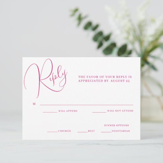 Peony Elegance Wedding RSVP Kaart (Staand voorkant)