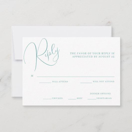 Peony Elegance Wedding RSVP Kaart (Voorkant)