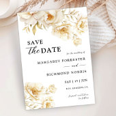 Peony Elegant Ivoor Floral Wedding Save the Date Kaart