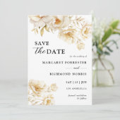 Peony Elegant Ivoor Floral Wedding Save the Date Kaart (Staand voorkant)