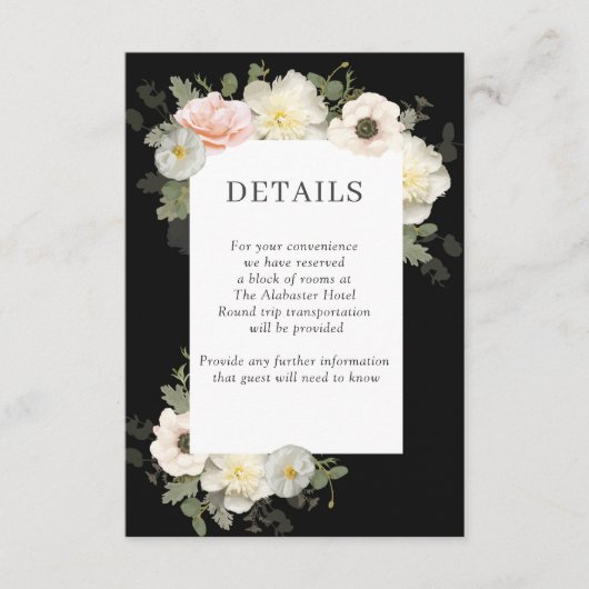 Peony en Anemone Wedding Details Enclosure Card Informatiekaartje (Voorkant)