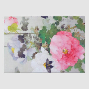 Peony en Butterfly (details), Watanabe Seitei Tissuepapier