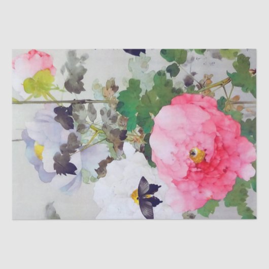 Peony en Butterfly (details), Watanabe Seitei Tissuepapier (Voorkant)