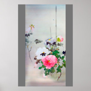 Peony en Butterfly, Watanabe Seitei Poster
