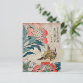 Peony en Canary Wharf, Hokusai Briefkaart (Staand voorkant)