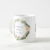 Peony en Foliage Wedding Favor Coffee Mok (Voorkant links)