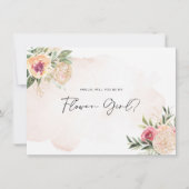 Peony en Gold Bloom Bloemenmeisje Flat Card Bedankkaart (Voorkant)
