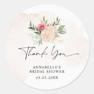 Peony en Gold Bloom Bridal Baby shower Sticker