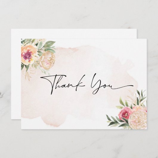 Peony en Gold Bloom Hartelijk dank Bedankkaart (Voorkant / Achterkant)