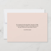 Peony en Gold Bloom Maid of Honor Flat Card Bedankkaart (Achterkant)
