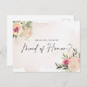 Peony en Gold Bloom Maid of Honor Post Card Briefkaart (Voorkant / Achterkant)