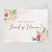 Peony en Gold Bloom Maid of Honor Post Card Briefkaart (Voorkant)