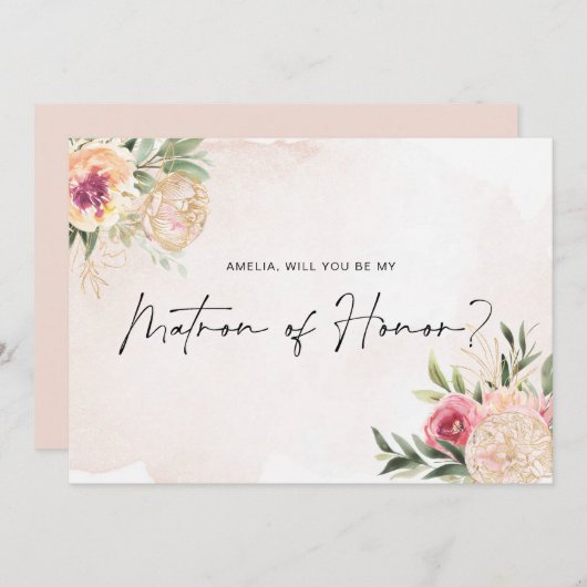 Peony en Gold Bloom Matron van een eersteklas plat (Voorkant / Achterkant)