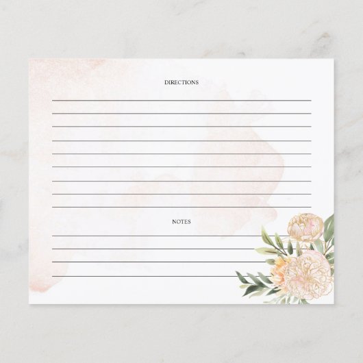 Peony en Gold Flowers Name Recipcard (Achterkant)