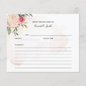 Peony en Gold Flowers Name Recipcard (Voorkant)