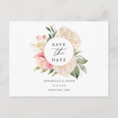 Peony en Gold Flowers Sla de datum-Briefkaart op Briefkaart (Voorkant)