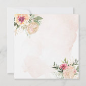 Peony en Gold Flowers Square Wedding Invitation Kaart (Achterkant)