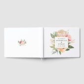 Peony en Gold Flowers Wedding Guest Book Gastenboek (Volledig)