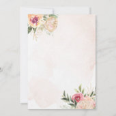 Peony en Gold Flowers Wedding Invitation Kaart (Achterkant)