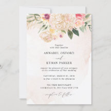 Peony en Gold Flowers Wedding Invitation