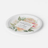 Peony en Gold Flowers Wedding Papieren Bordje (Gekanteld)