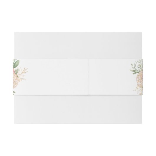 Peony en Gold Foil Bloom Belly Band Uitnodigingen Wikkel (Achterkant Voorbeeld)