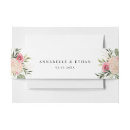 Peony en Gold Foil Bloom Belly Band Uitnodigingen Wikkel