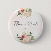 Peony en Gold Foil Bloom Bloemenmeisje Badge Ronde Button 5,7 Cm (Voorkant)
