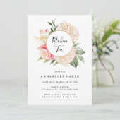 Peony en Gold Foil Bloom Kitchen Tea Invitation Kaart (Staand voorkant)