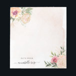 Peony en Gold Foil Bloom Notepad Notitieblok<br><div class="desc">Deze aanpasbare laptop is ontworpen om te coördineren met ons Peony- en Gold-collectie en biedt tal van roze en gouden pony's met een groen foliezakje op een waterverf achtergrond. Voor een meer geavanceerde aanpassing van dit ontwerp, bijvoorbeeld het wijzigen van de lay-out, het lettertype of de tekstgrootte, klikt u hierboven...</div>