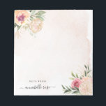 Peony en Gold Foil Bloom Notepad Notitieblok<br><div class="desc">Deze aanpasbare laptop is ontworpen om te coördineren met ons Peony- en Gold-collectie en biedt tal van roze en gouden pony's met een groen foliezakje op een waterverf achtergrond. Voor een meer geavanceerde aanpassing van dit ontwerp, bijvoorbeeld het wijzigen van de lay-out, het lettertype of de tekstgrootte, klikt u hierboven...</div>