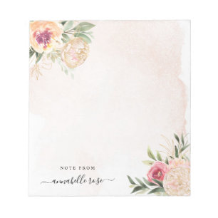 Peony en Gold Foil Bloom Notepad Notitieblok