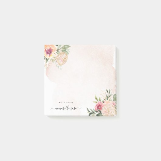 Peony en Gold Foil Bloom Post-it® Notes (Voorkant)