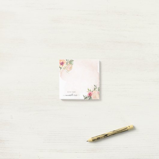 Peony en Gold Foil Bloom Post-it® Notes (Op bureau)