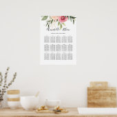 Peony en Gold Foil Bloom Seating Chart Poster (Keuken)