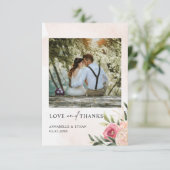 Peony en Gold Foil Bloom Weddenschap Hartelijk dan Bedankkaart (Staand voorkant)