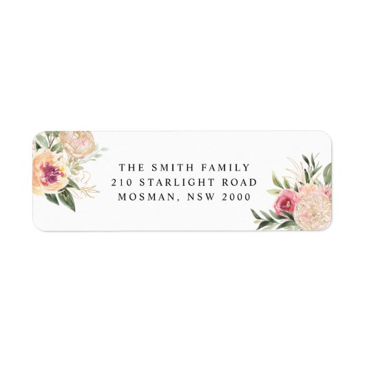 Peony- en Gold Foil-Blooms Etiket (Voorkant)