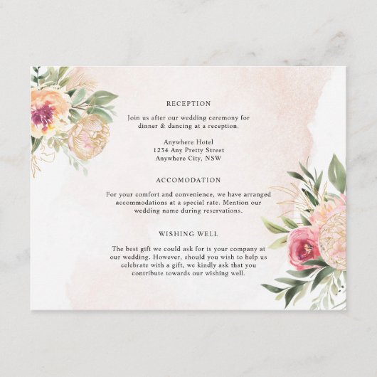 Peony en Gold Foil Flowers - Details Enclosure Car Informatiekaartje (Voorkant)