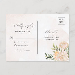 Peony en Gold Foil Flowers RSVP Briefkaart