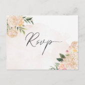 Peony en Gold Foil Flowers RSVP Briefkaart (Voorkant)