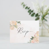 Peony en Gold Foil Flowers RSVP Briefkaart (Staand voorkant)