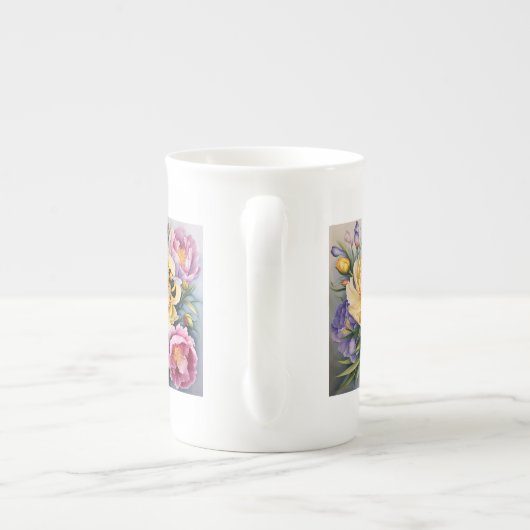 Peony en het bijenporselein porselein kop (Achterkant)