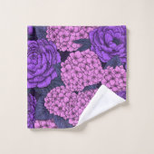 Peony en hydrangea in roze en violet bad handdoek (Wasdoekje)