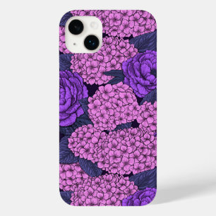 Peony en hydrangea in roze en violet Case-Mate iPhone 14 plus hoesje