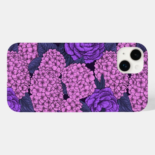 Peony en hydrangea in roze en violet Case-Mate iPhone case (Achterkant (horizontaal))