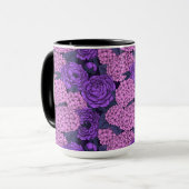 Peony en hydrangea in roze en violet mok (Voorkant links)